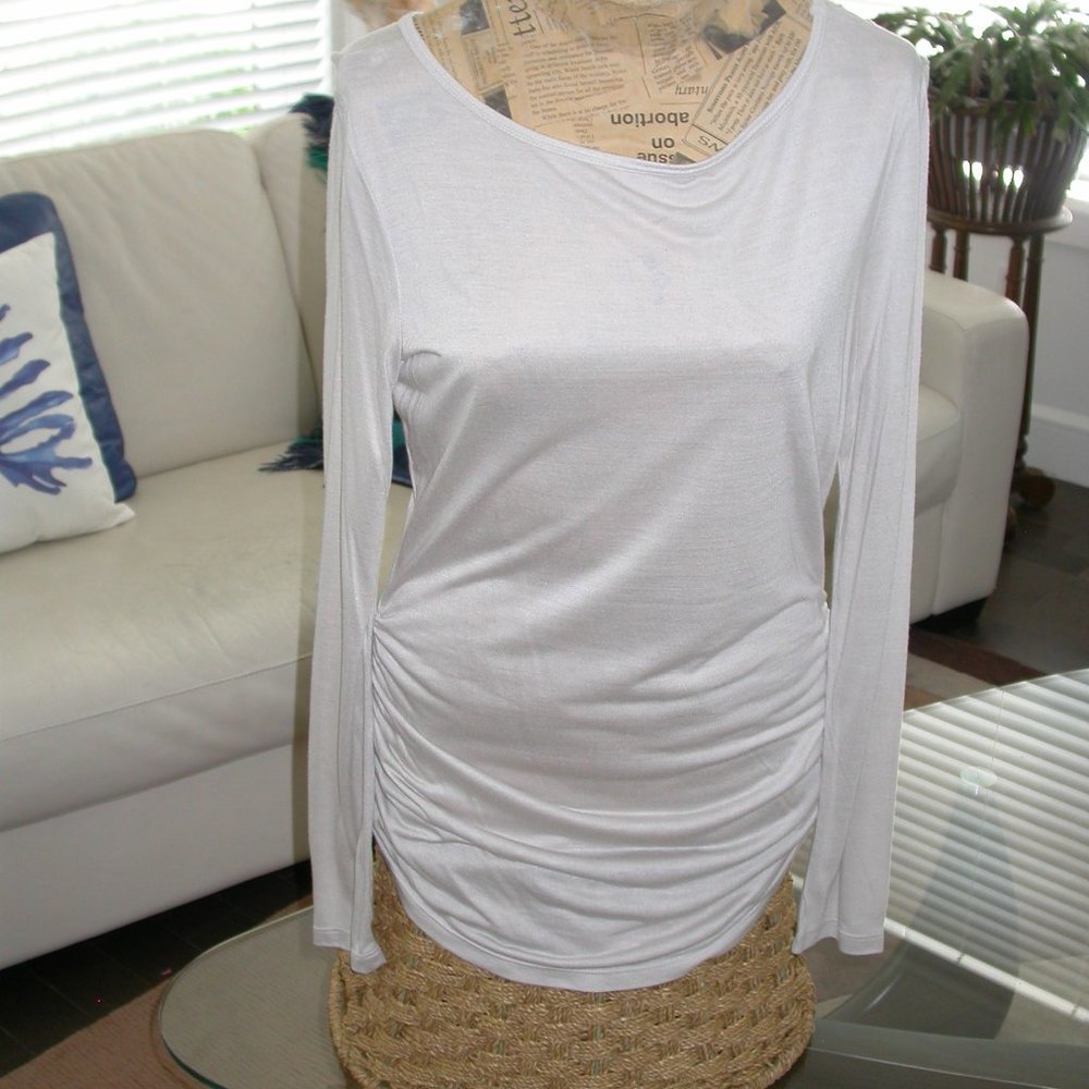 Moonbeam Beige Rauched Sided Shirt